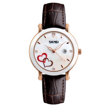 SKMEI 9144 Relojes de mujer Reloj de pulsera de cuero analógico de cuarzo informal